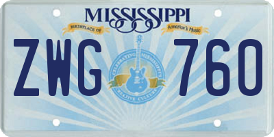 MS license plate ZWG760