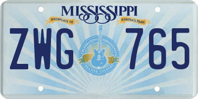 MS license plate ZWG765