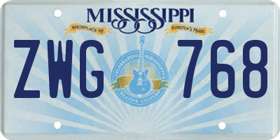MS license plate ZWG768