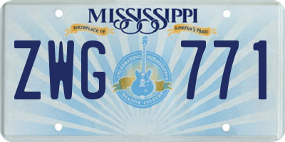 MS license plate ZWG771