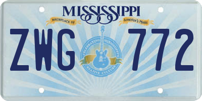 MS license plate ZWG772