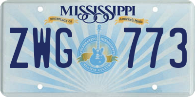 MS license plate ZWG773
