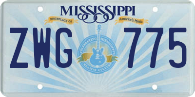 MS license plate ZWG775