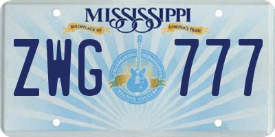 MS license plate ZWG777