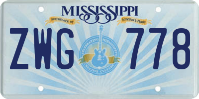 MS license plate ZWG778