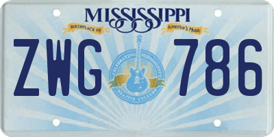 MS license plate ZWG786