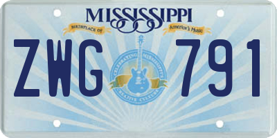 MS license plate ZWG791