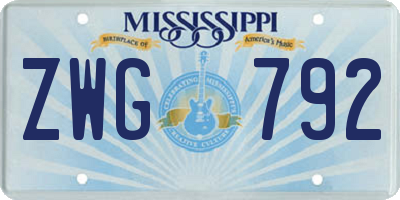MS license plate ZWG792