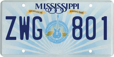 MS license plate ZWG801