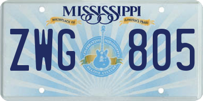 MS license plate ZWG805