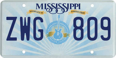 MS license plate ZWG809