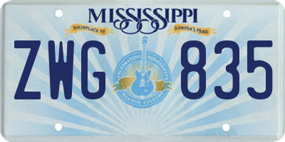 MS license plate ZWG835