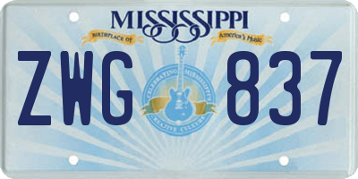 MS license plate ZWG837