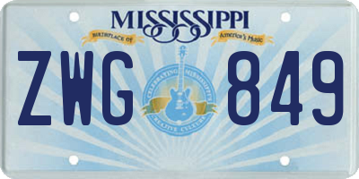 MS license plate ZWG849