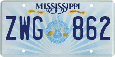 MS license plate ZWG862