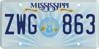 MS license plate ZWG863