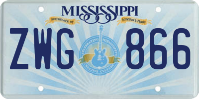 MS license plate ZWG866
