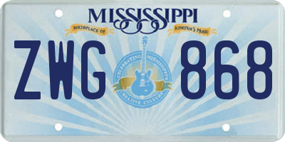 MS license plate ZWG868