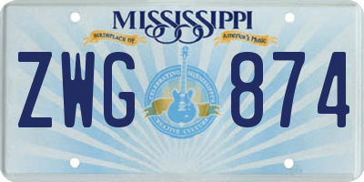MS license plate ZWG874