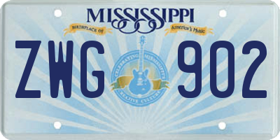MS license plate ZWG902