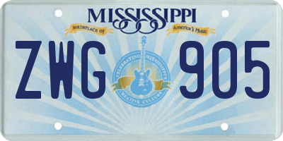 MS license plate ZWG905