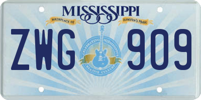 MS license plate ZWG909
