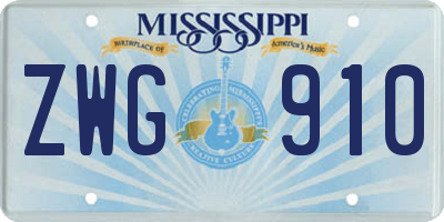 MS license plate ZWG910