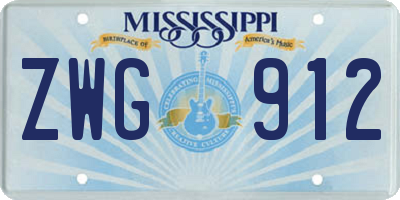 MS license plate ZWG912