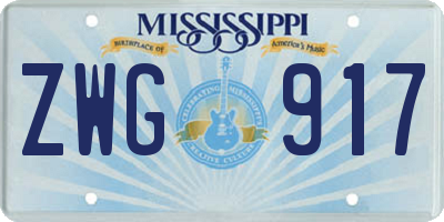MS license plate ZWG917