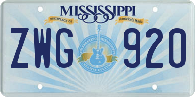 MS license plate ZWG920