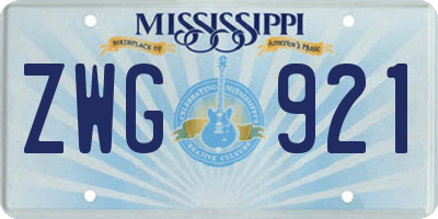 MS license plate ZWG921