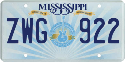 MS license plate ZWG922
