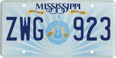 MS license plate ZWG923