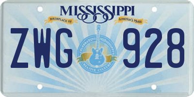 MS license plate ZWG928