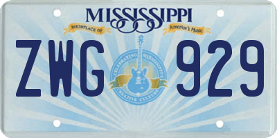 MS license plate ZWG929