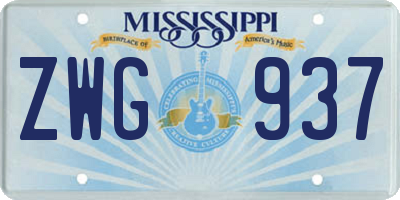 MS license plate ZWG937