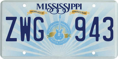 MS license plate ZWG943