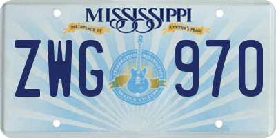 MS license plate ZWG970