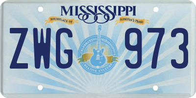 MS license plate ZWG973