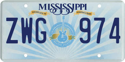 MS license plate ZWG974