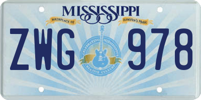 MS license plate ZWG978