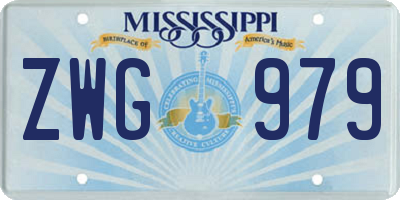 MS license plate ZWG979