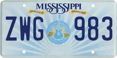 MS license plate ZWG983