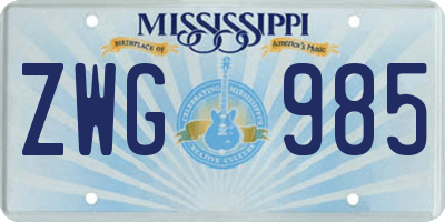 MS license plate ZWG985