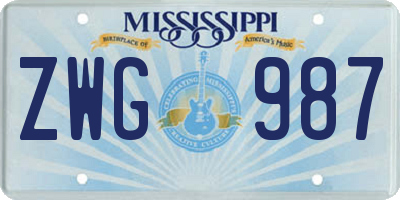 MS license plate ZWG987