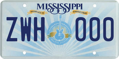 MS license plate ZWH000