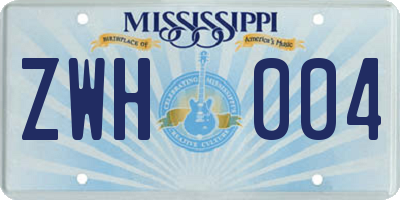 MS license plate ZWH004