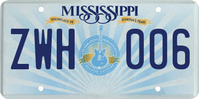 MS license plate ZWH006