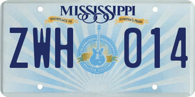 MS license plate ZWH014