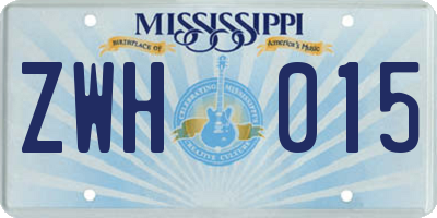 MS license plate ZWH015